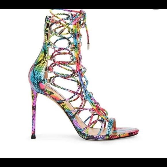 NWOT STEVE MADDEN GEORDIE MULTI SNAKE PRINT SIZE 9 1/2‎ - Picture 1 of 4